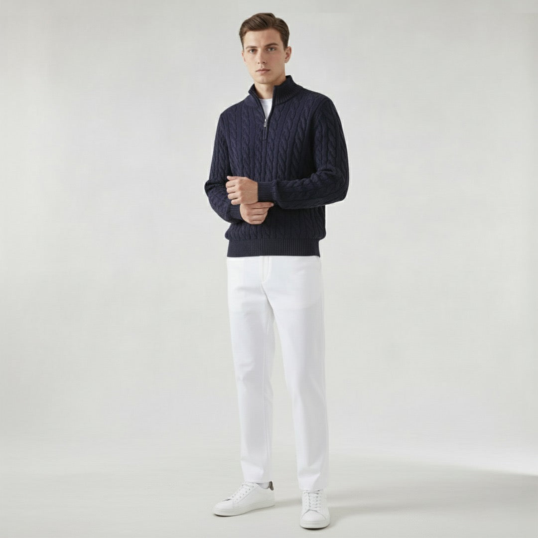 Optew Men’s Cable Zip Sweater Trousers Set