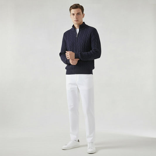 Optew Men’s Cable Zip Sweater Trousers Set