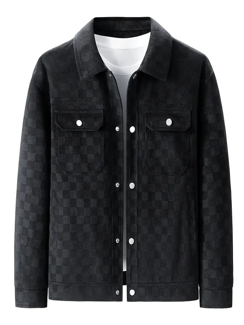 Optew Men’s Checkered Suede Jacket