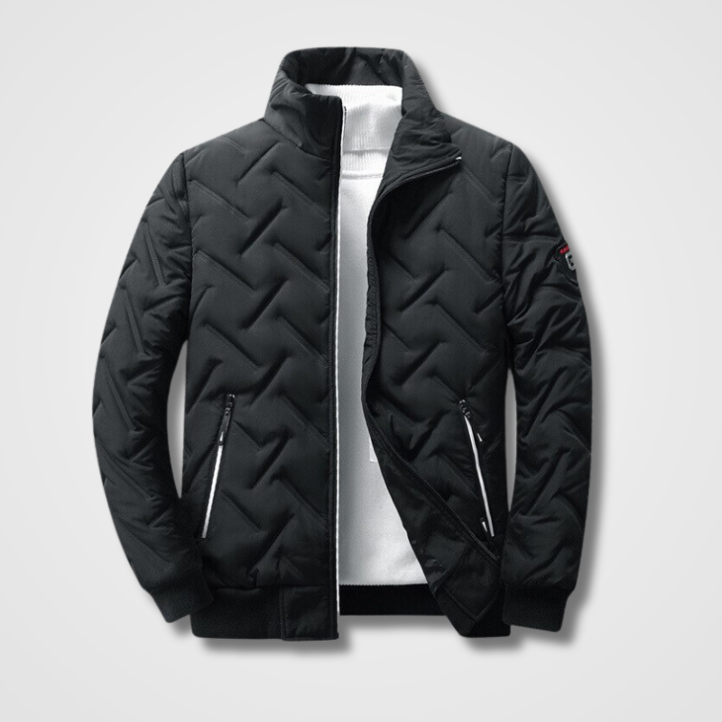 Optew Men’s Quilted Bomber Jacket with High Collar
