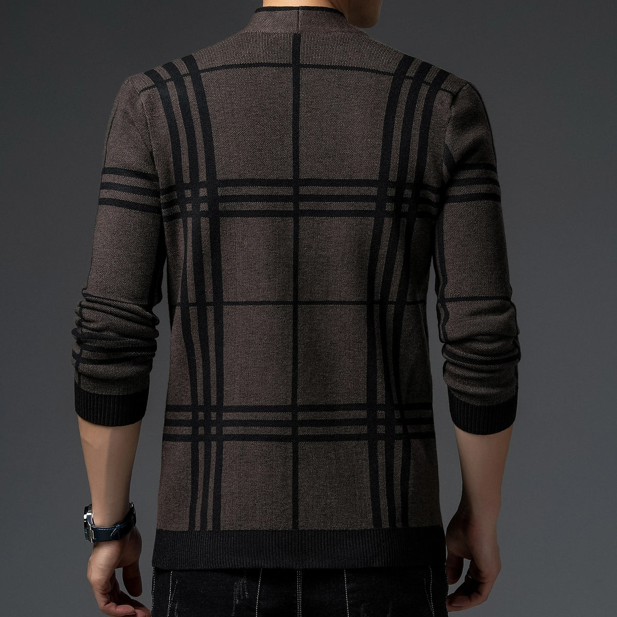 Optew Men’s Grid Open-Front Cardigan