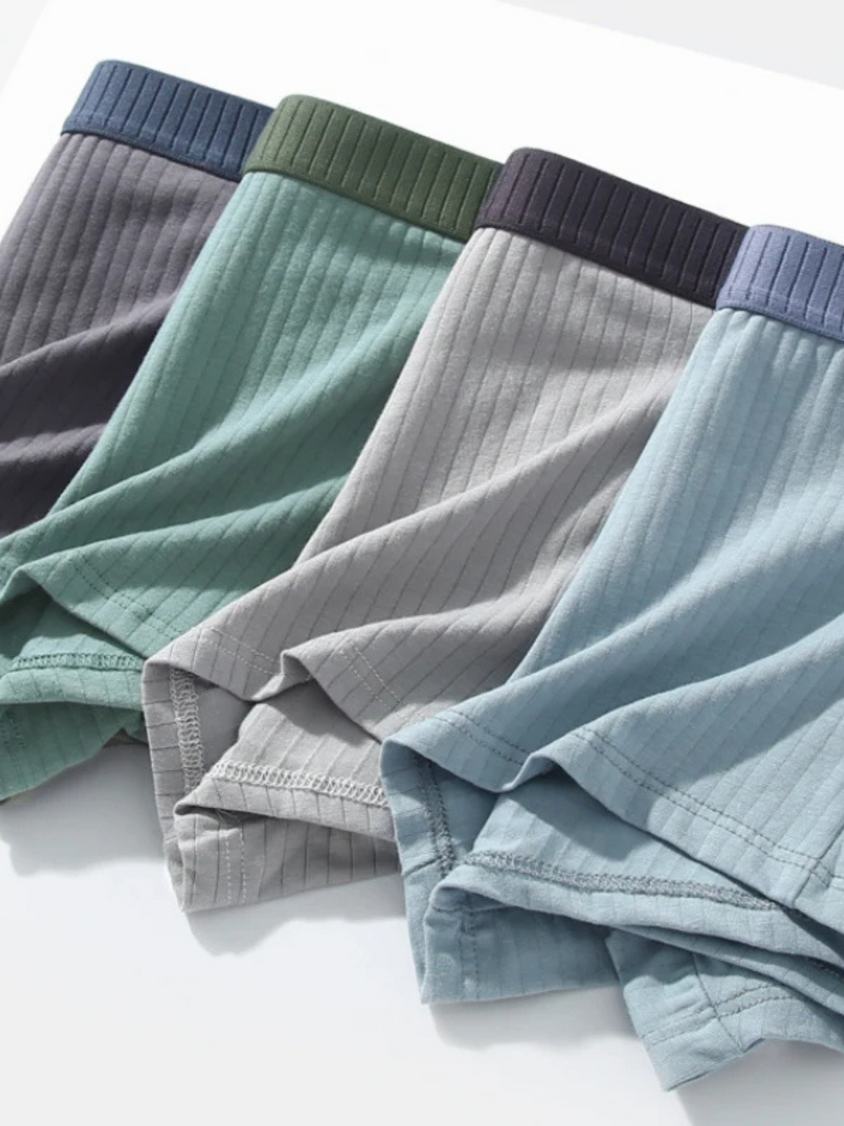 Optew Men Daily Wear Boxer Briefs Ribbed Cotton Blend