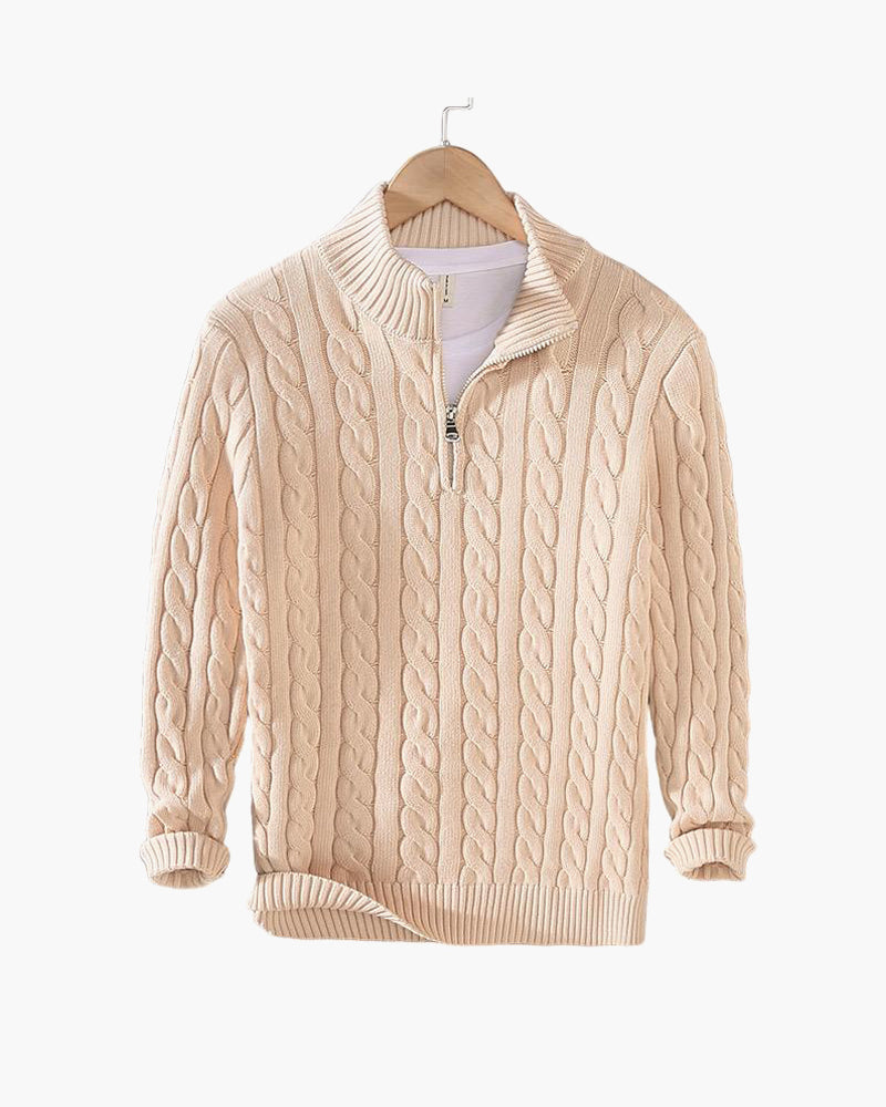 Optew Men’s Cable Half Zip Sweater