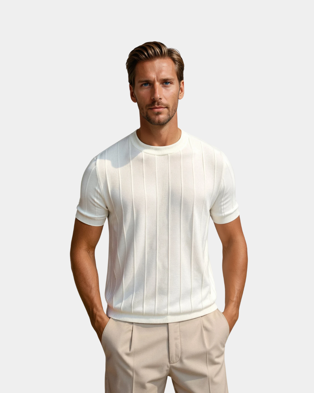 Optew Men’s Ribbed Knit Short Sleeve Shirt