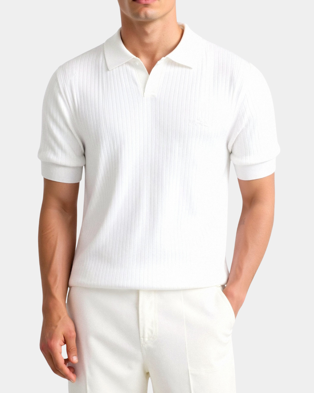 Optew Men’s Ribbed Knit Polo Shirt
