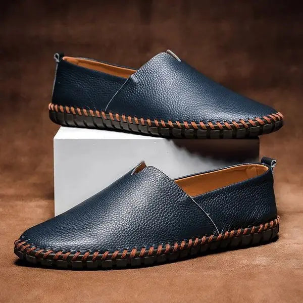 Optew Men’s Hand-Stitched Faux Leather Loafers