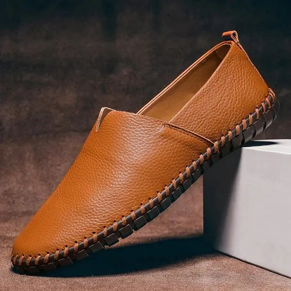 Optew Men’s Hand-Stitched Faux Leather Loafers