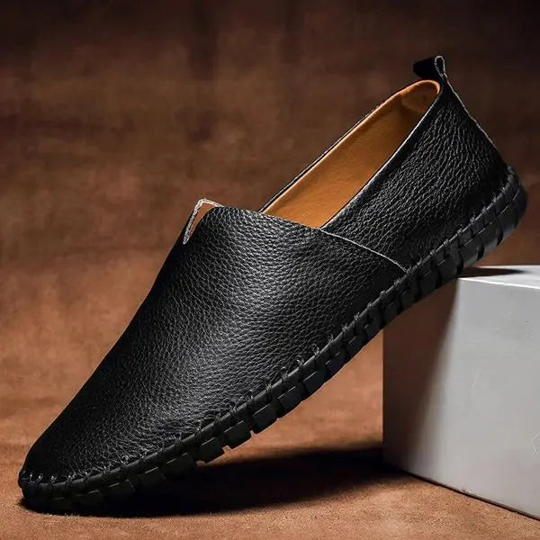 Optew Men’s Hand-Stitched Faux Leather Loafers