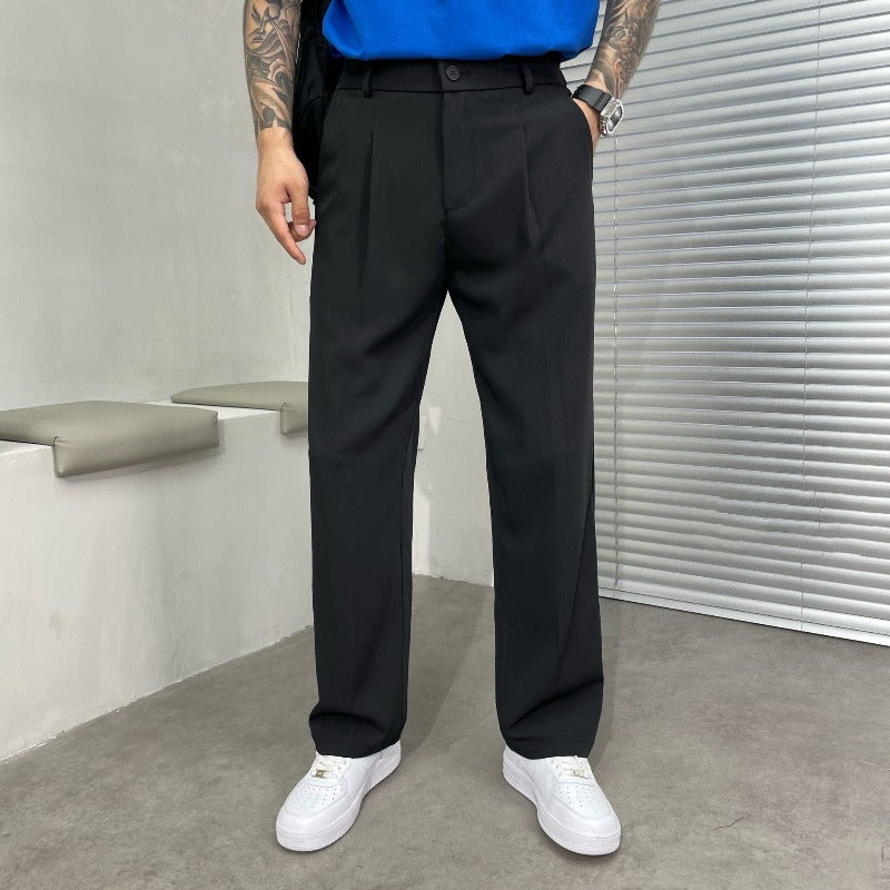 Optew Men’s Wide Leg Pleated Trousers