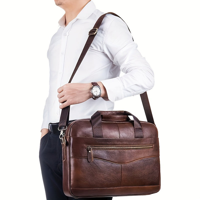 Optew Men’s Leather Laptop Briefcase