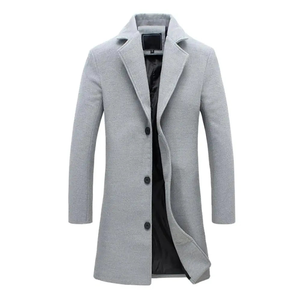 Optew Men's Tailored Wool Overcoat – Classic Long Winter Coat for Smart or Casual Wear