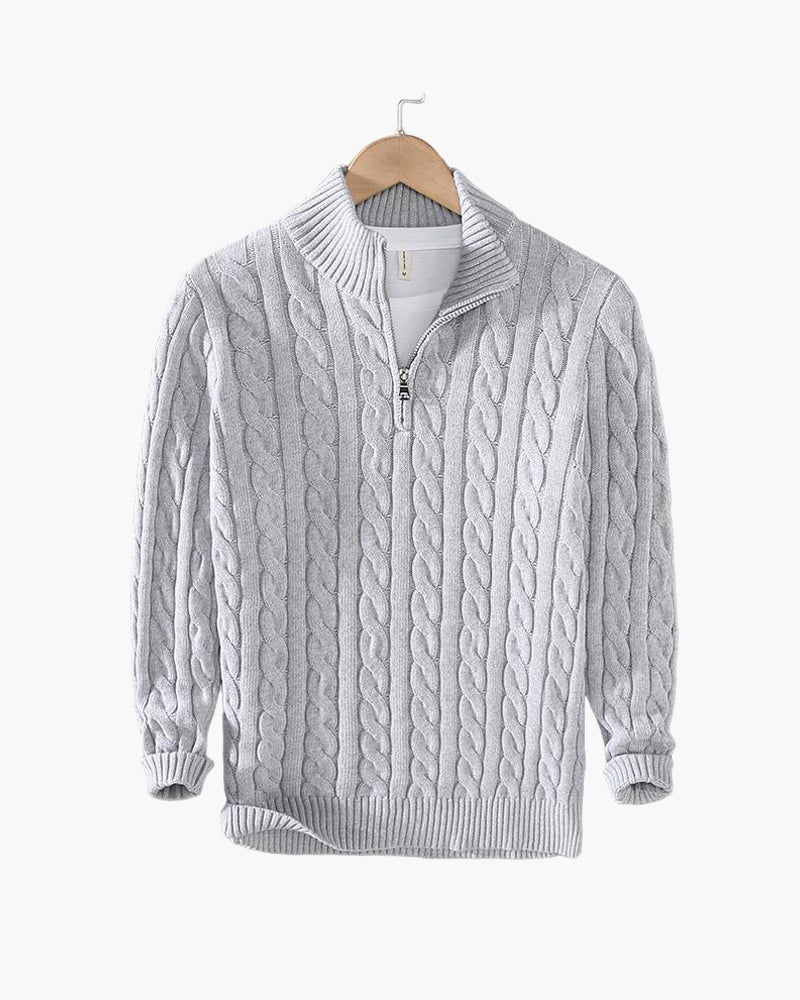 Optew Men’s Cable Half Zip Sweater