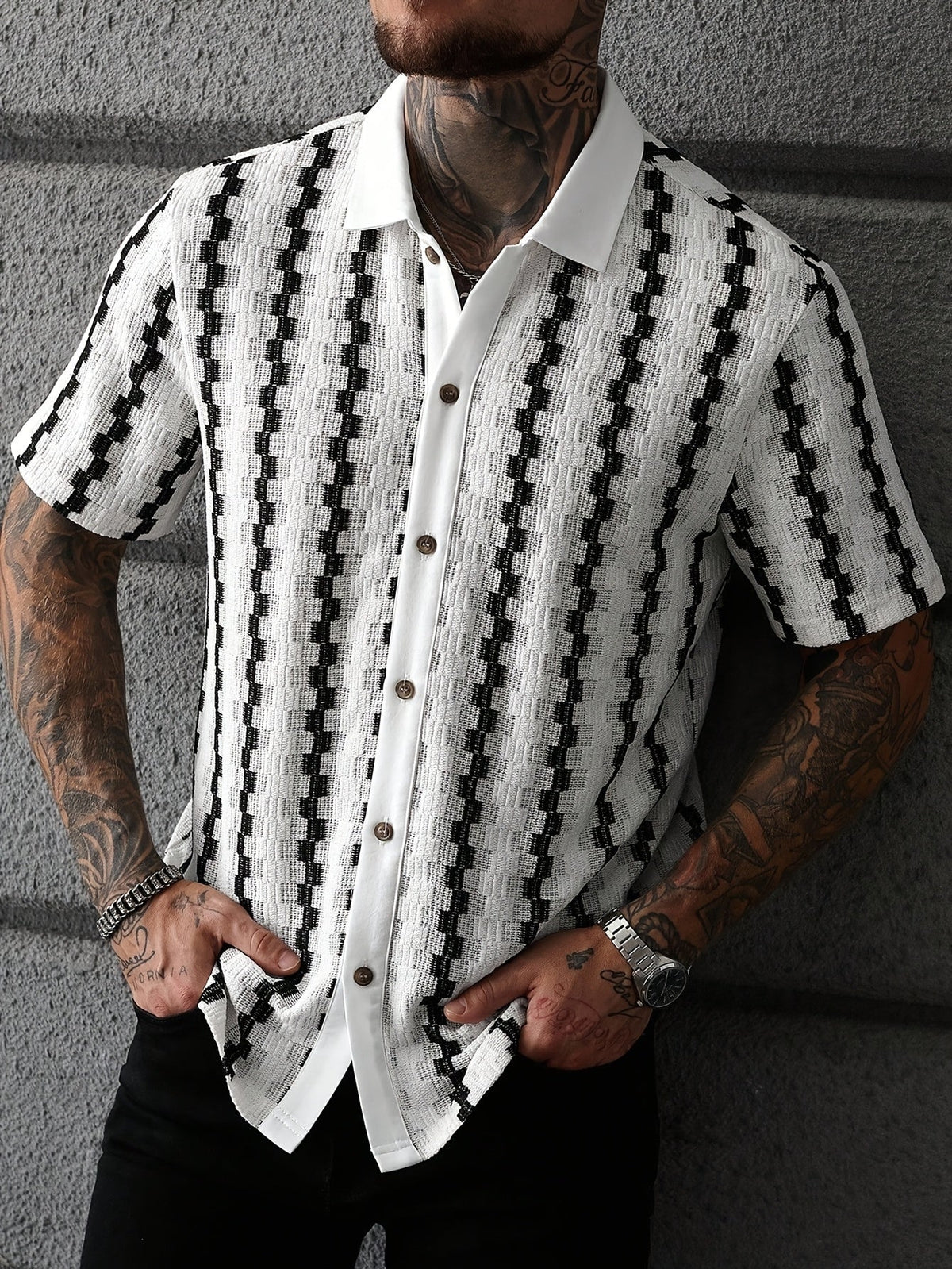 Optew Men’s Striped Short Sleeve Shirt