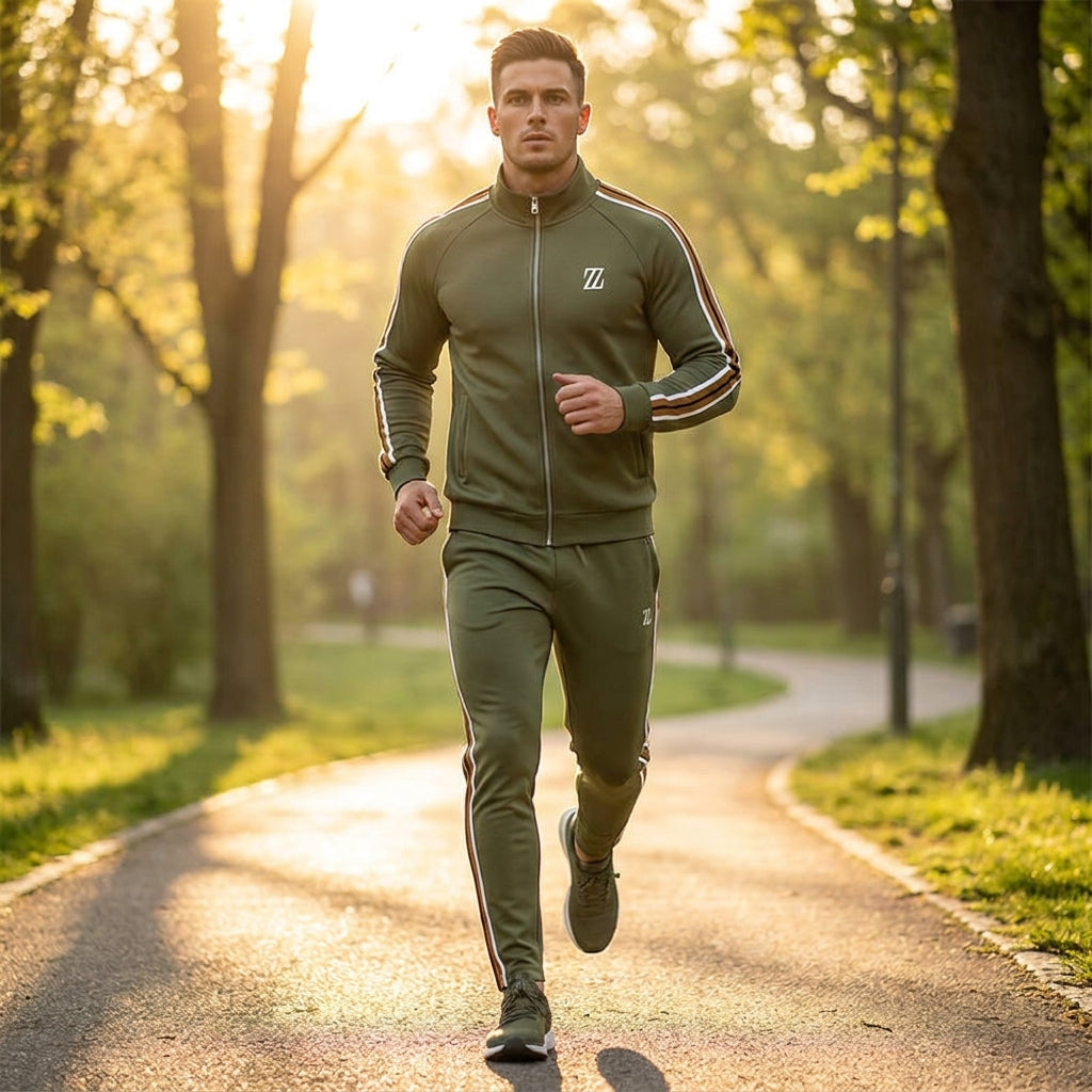 Optew Men’s Striped Zip Tracksuit Set