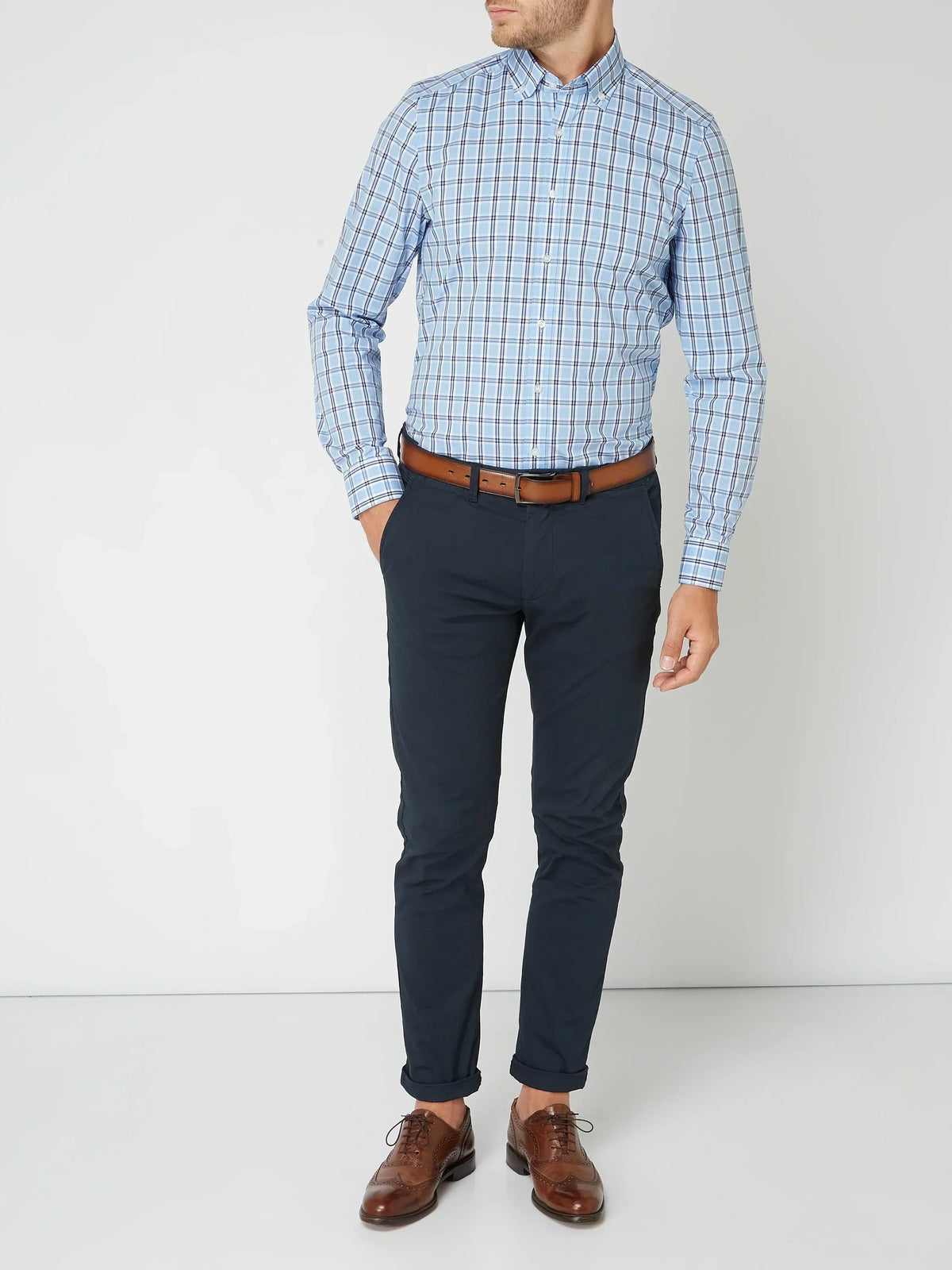Optew Men’s Checked Button-Down Shirt