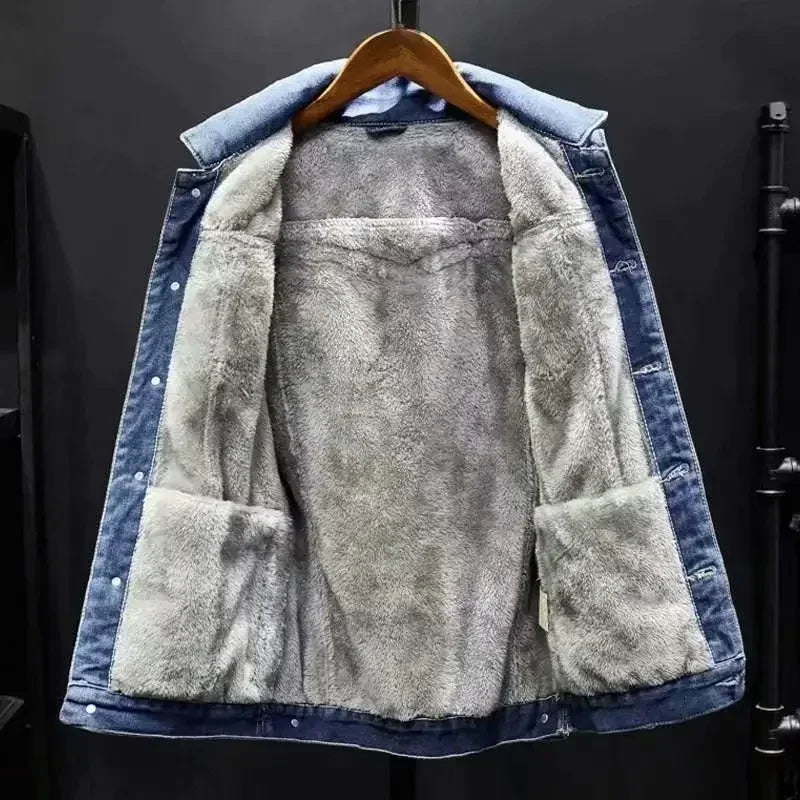 Optew Men’s Sherpa-Lined Denim Jacket