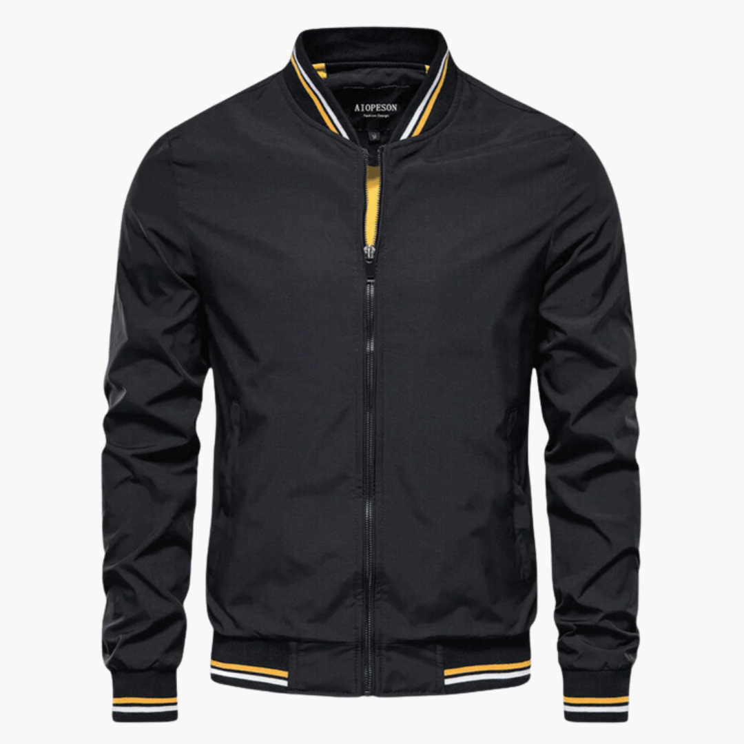 Optew Men’s Ribbed-Trim Zip-Up Bomber Jacket