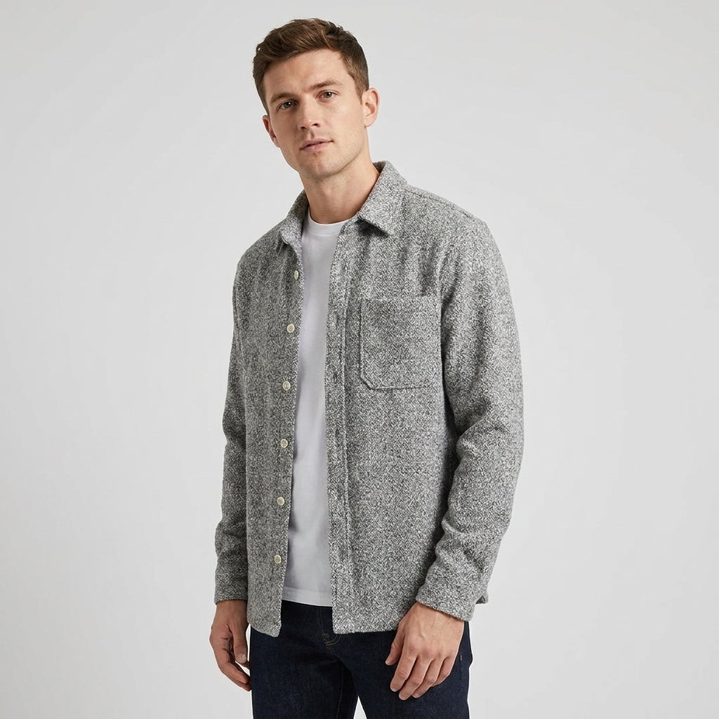 Optew Men’s Textured Cashmere Blend Shirt
