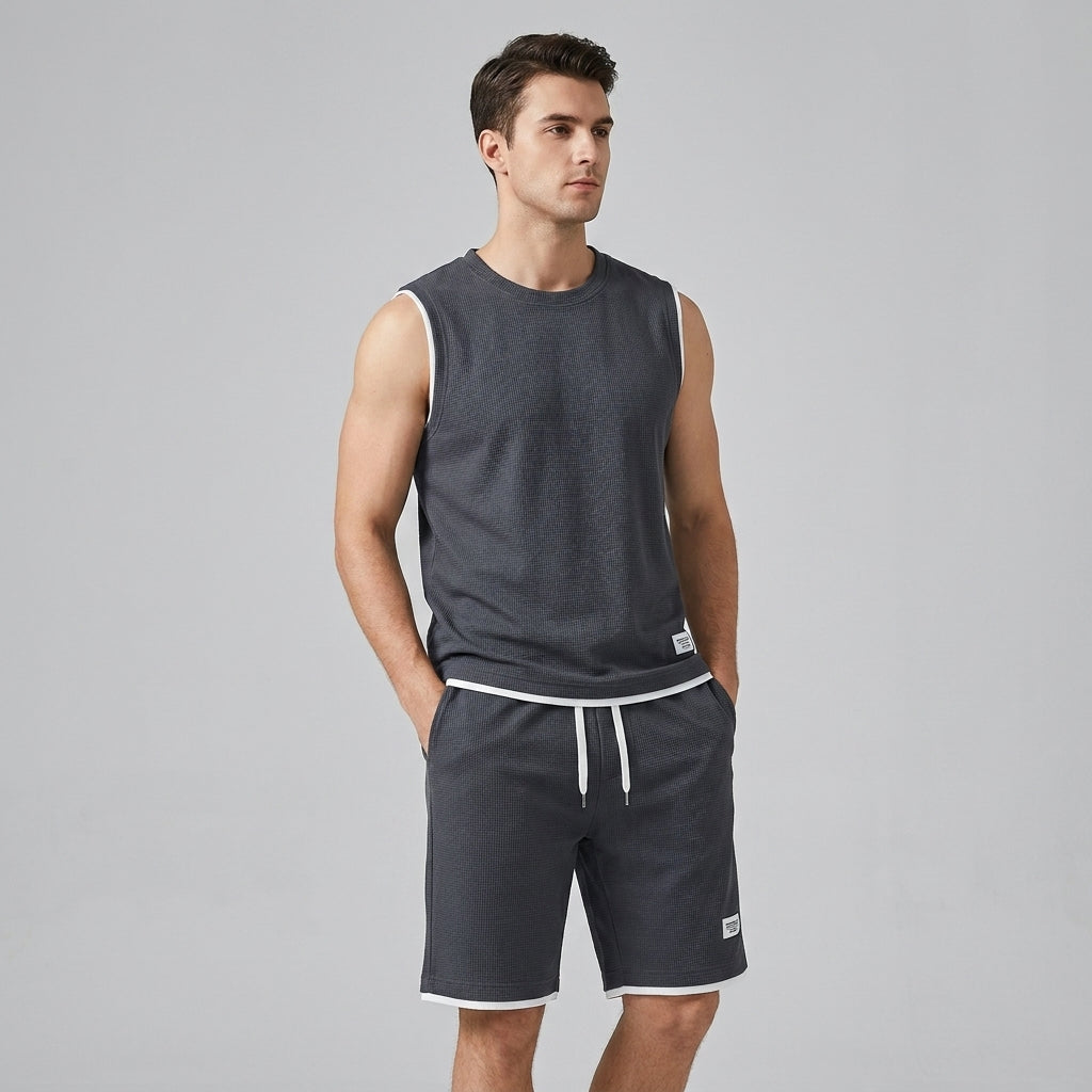 Optew Men’s Waffle Knit Two Piece Set