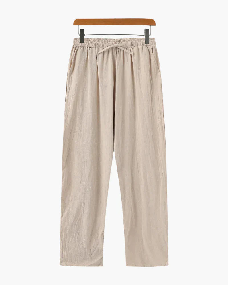 Optew Men’s Linen Lace-Up Trousers