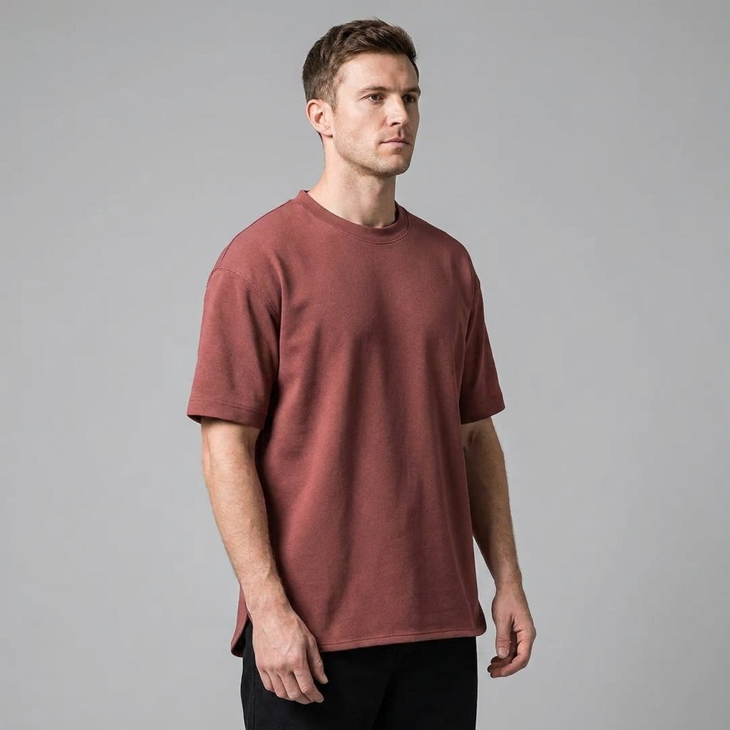Optew Men’s Oversized Curved Hem T-Shirt