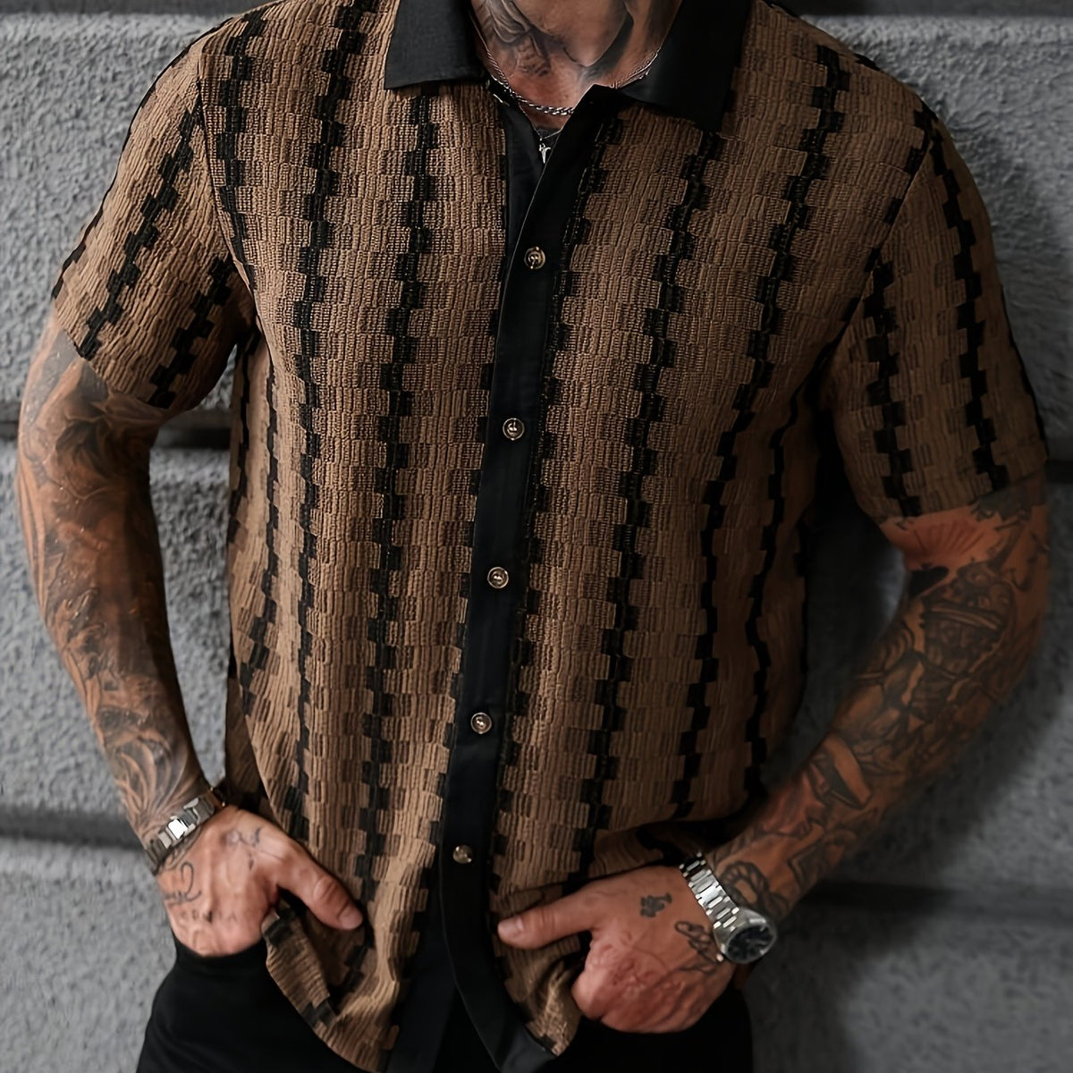 Optew Men’s Striped Short Sleeve Shirt