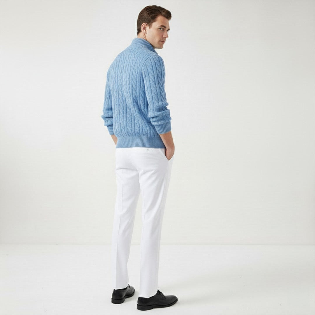 Optew Men’s Cable Zip Sweater Trousers Set