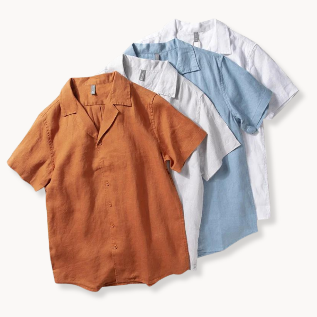 Optew Men’s Camp Collar Linen Shirt