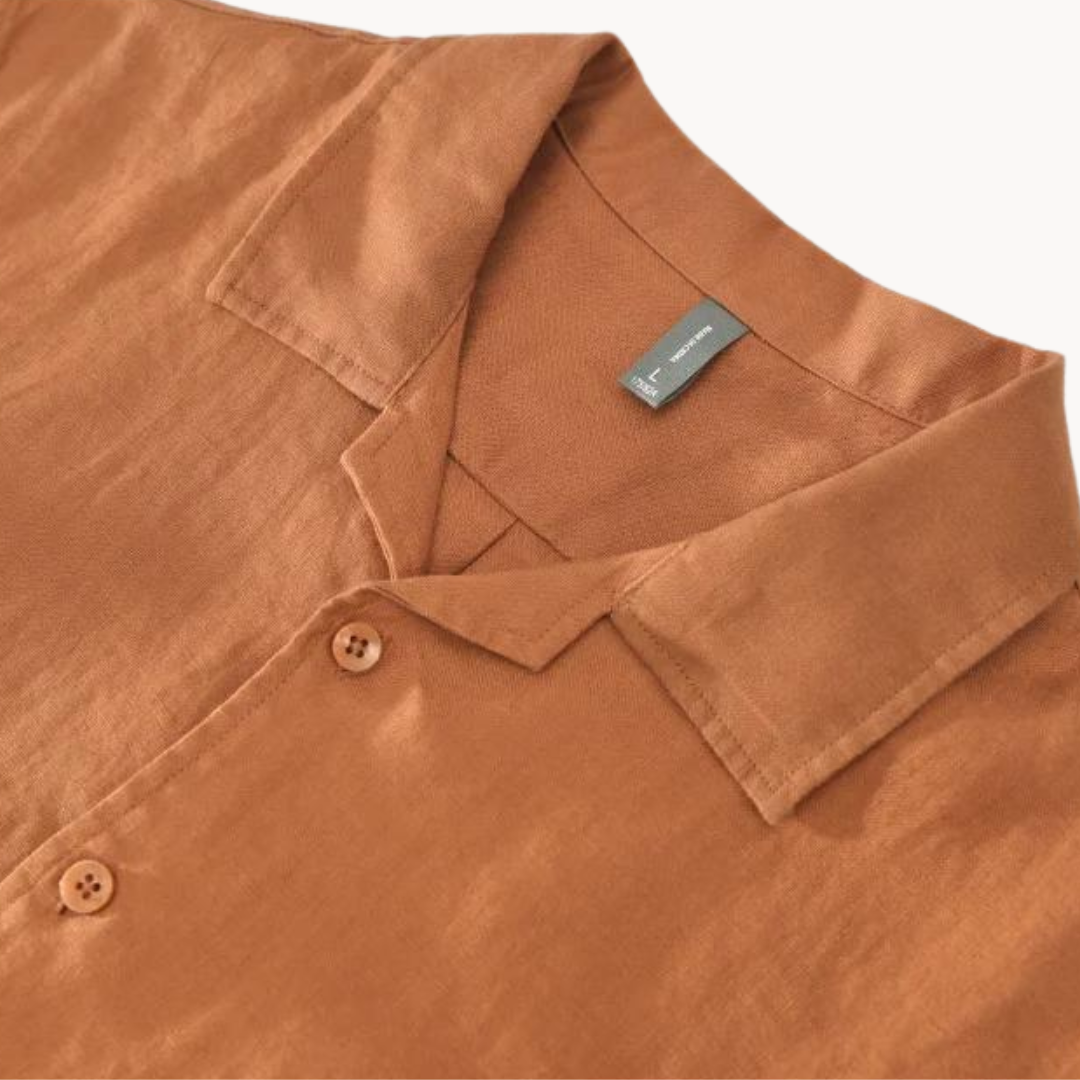 Optew Men’s Camp Collar Linen Shirt