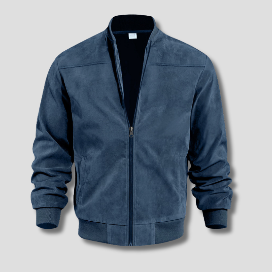 Optew Men’s Faux Suede Bomber Jacket