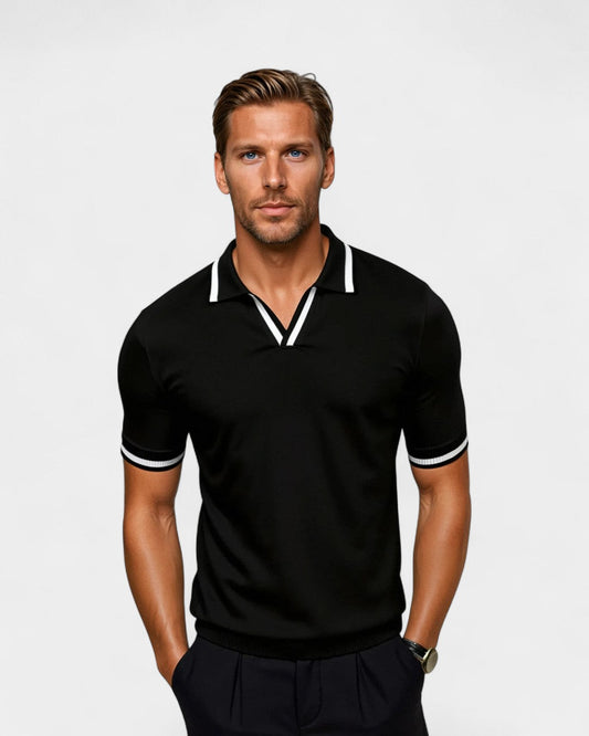 Optew Men’s Contrast Trim Knit Polo Shirt