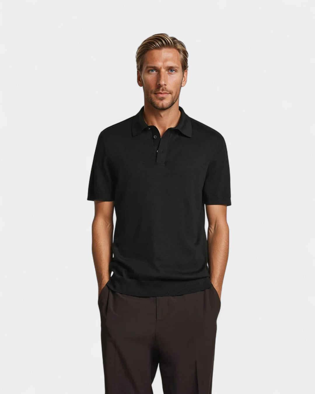 Optew Men’s Merino Blend Knit Polo Shirt