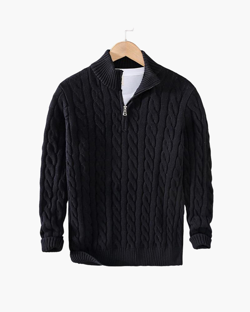 Optew Men’s Cable Half Zip Sweater