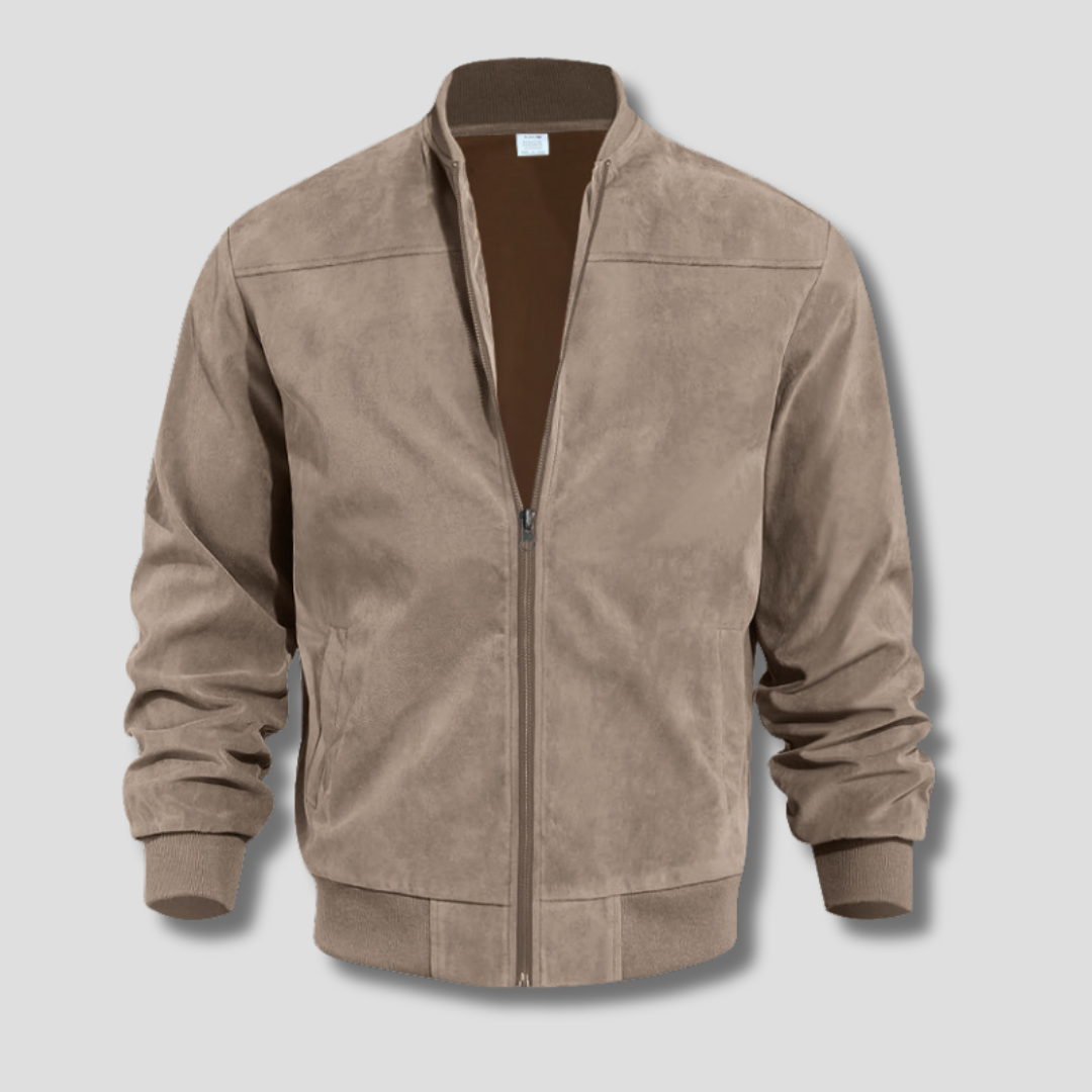 Optew Men’s Faux Suede Bomber Jacket