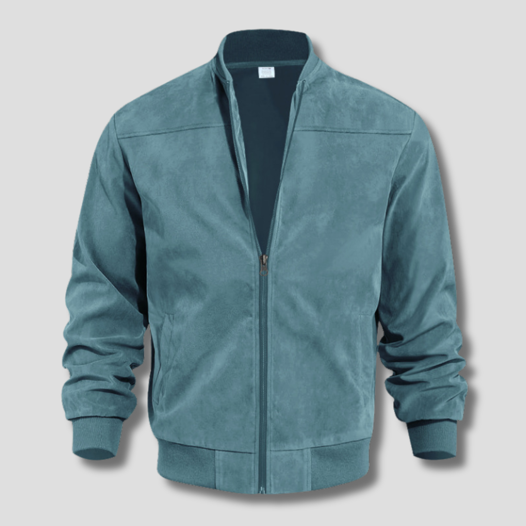 Optew Men’s Faux Suede Bomber Jacket