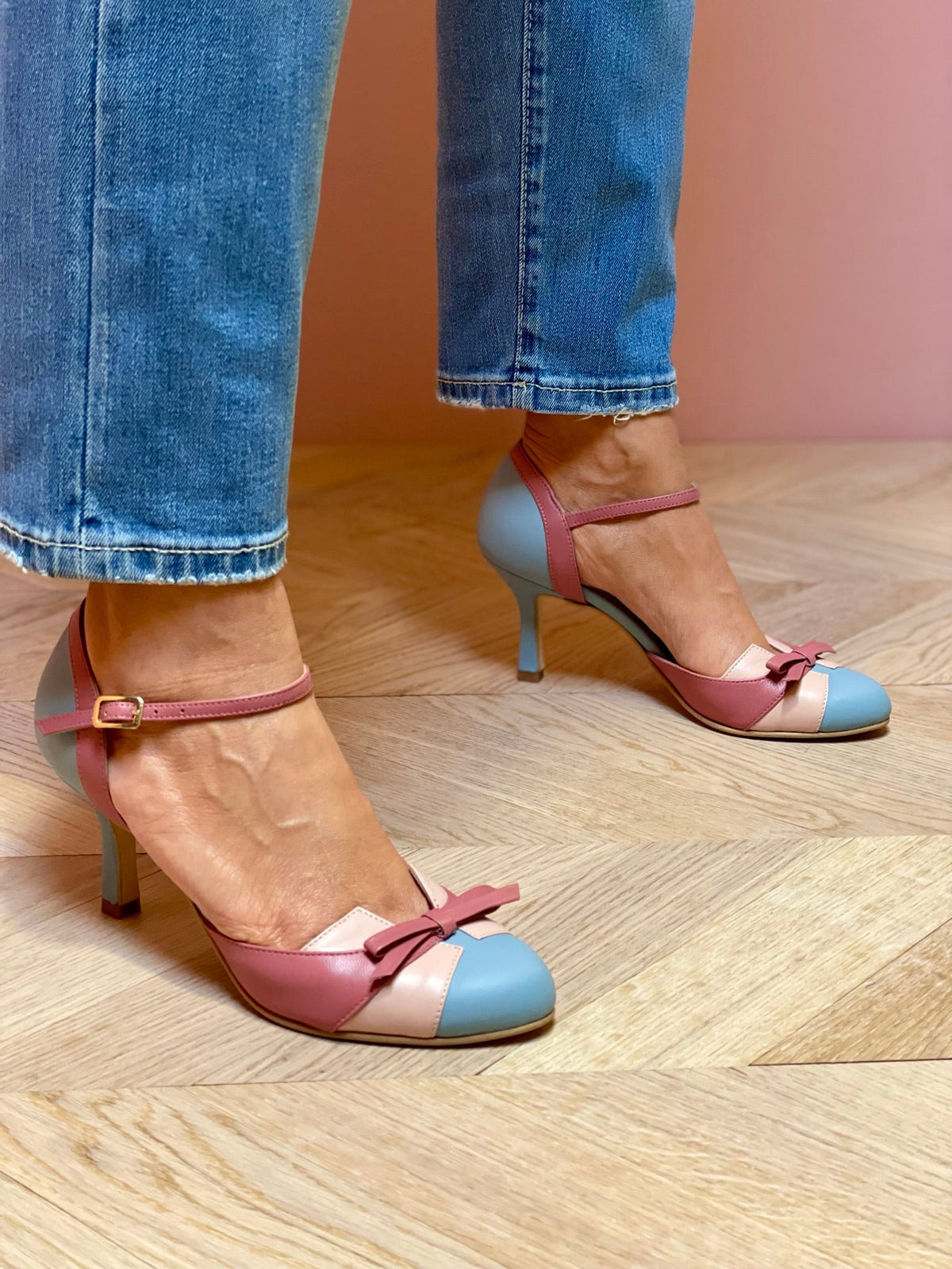 Optew Ankle Strap Heels Women's - Bow Heels Pointed Toe