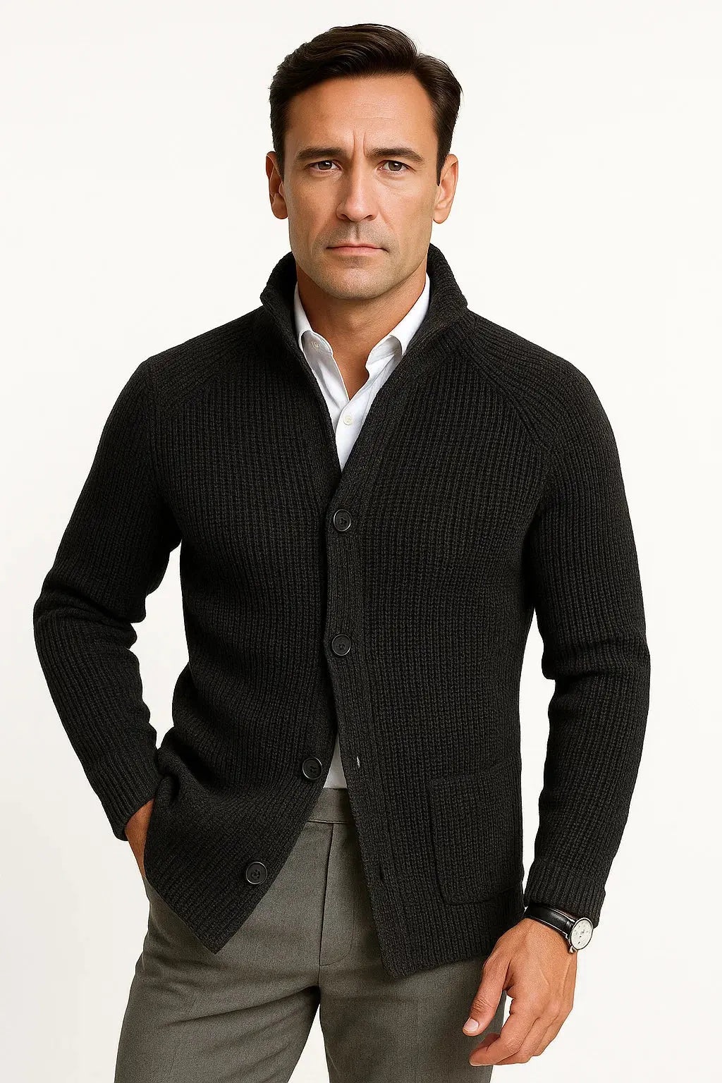 Optew Men's Cardigan Wool Knit Buttoned Casual Comfortable Fit