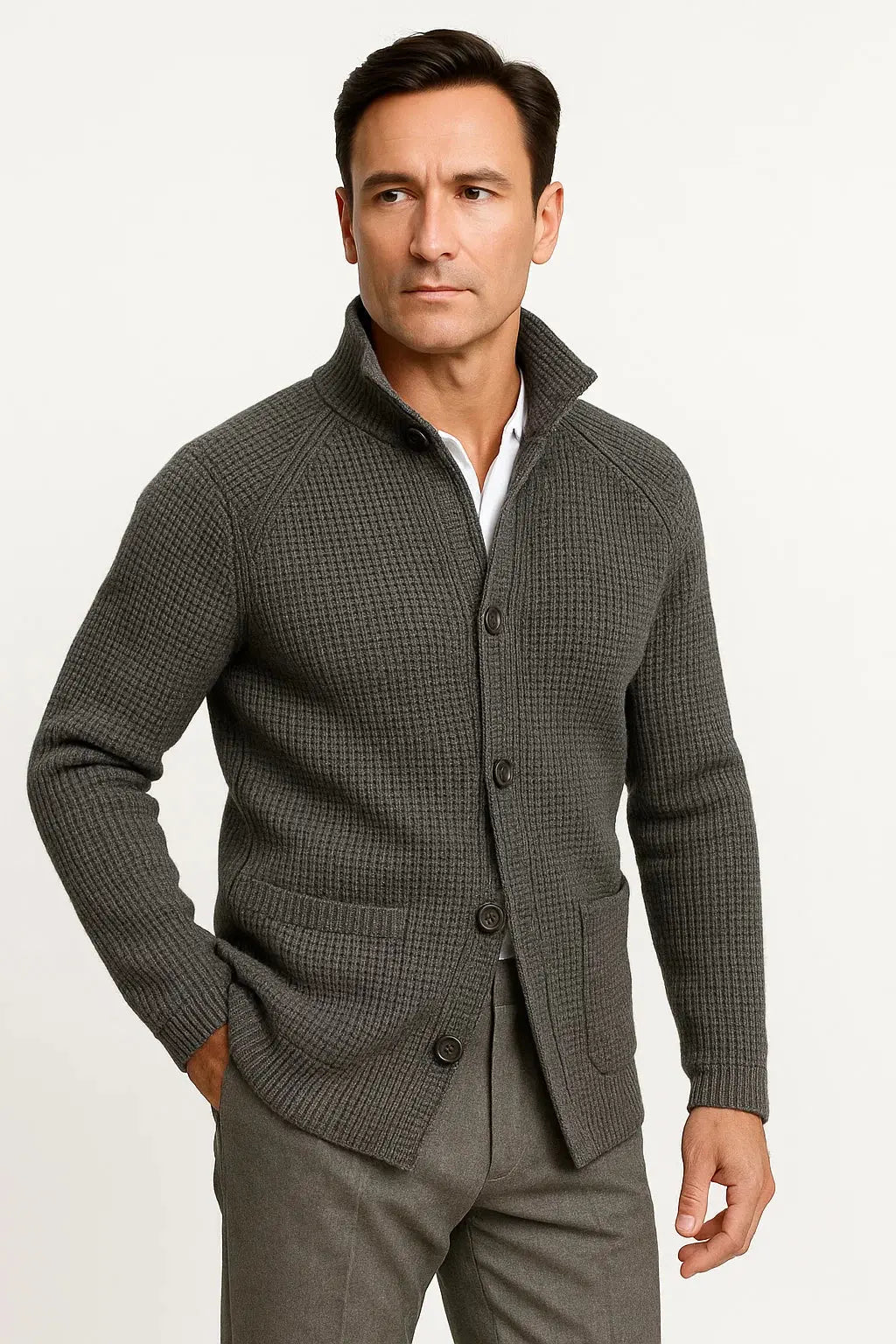 Optew Men's Cardigan Wool Knit Buttoned Casual Comfortable Fit