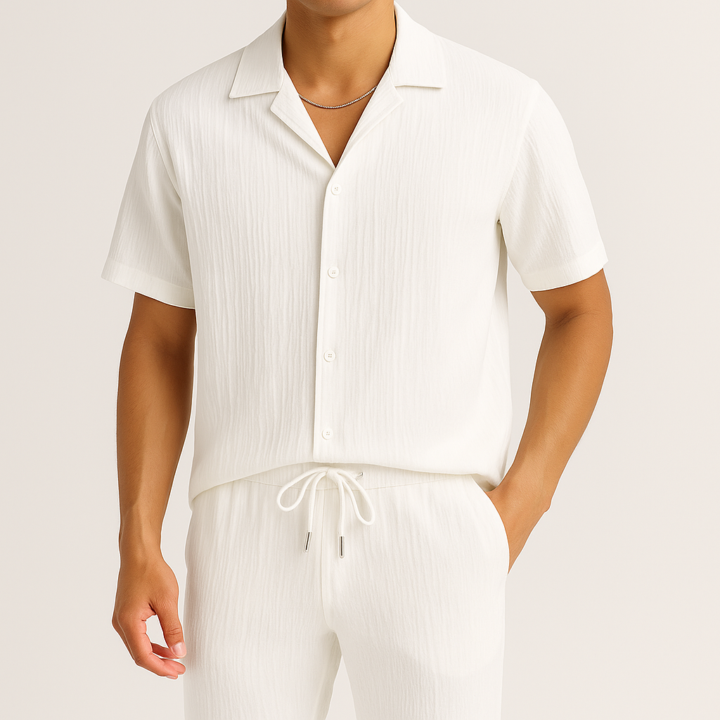 Optew Men Relaxed Wear Two-Piece Lounge Set Ribbed Jersey