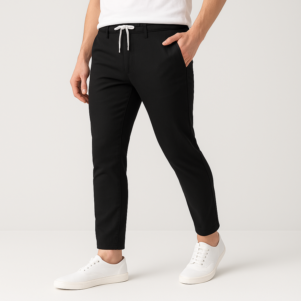 Optew Men’s Cotton Linen Tapered Trousers