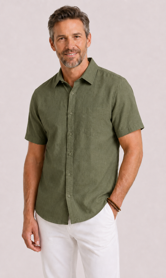Optew Men’s Linen-Cotton Summer Shirt