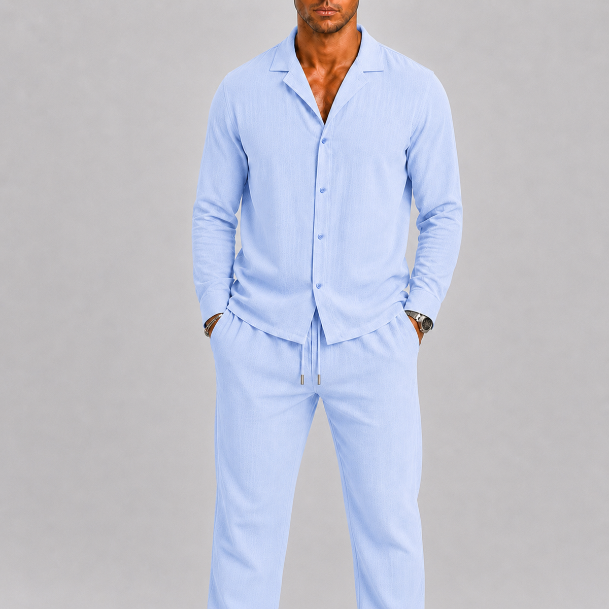 Optew Men’s Linen Two Piece Set