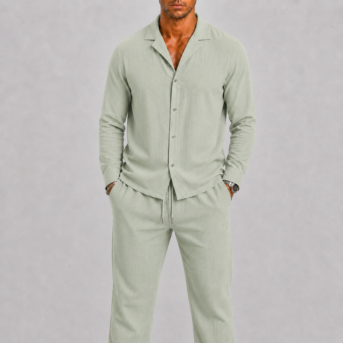 Optew Men’s Linen Two Piece Set