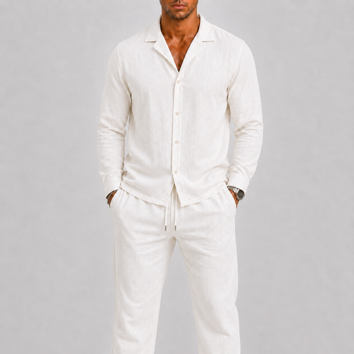 Optew Men’s Linen Two Piece Set