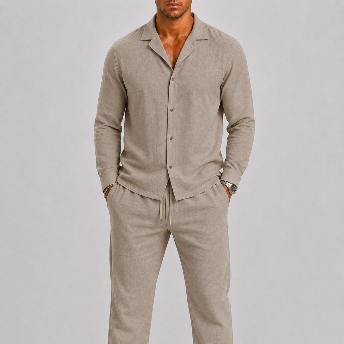 Optew Men’s Linen Two Piece Set