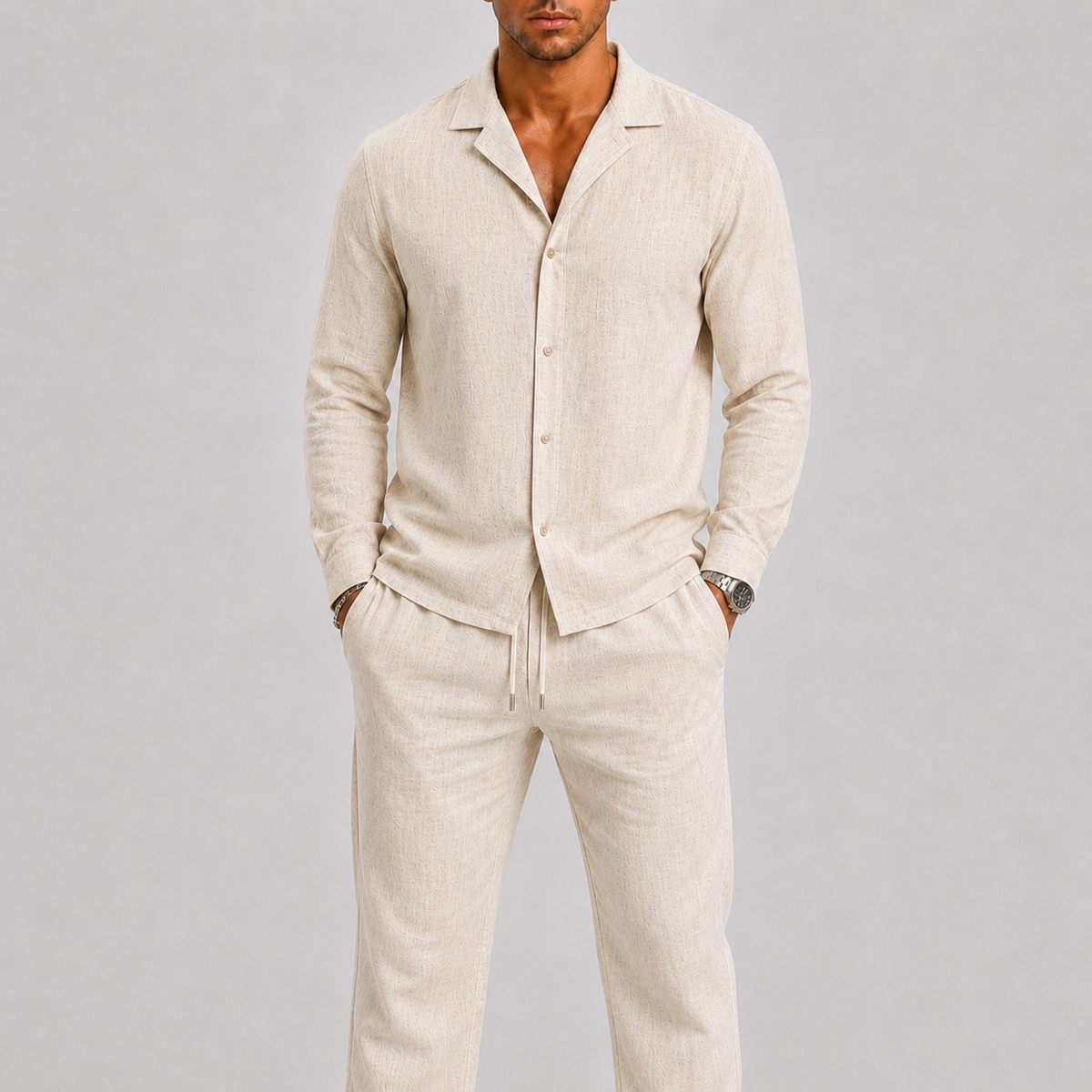 Optew Men’s Linen Two Piece Set