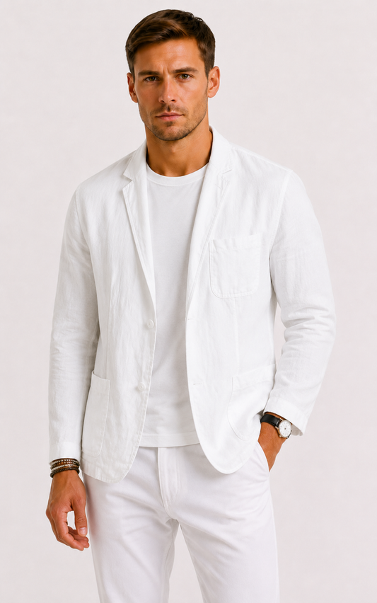 Optew Men’s Linen-Blend Summer Blazer