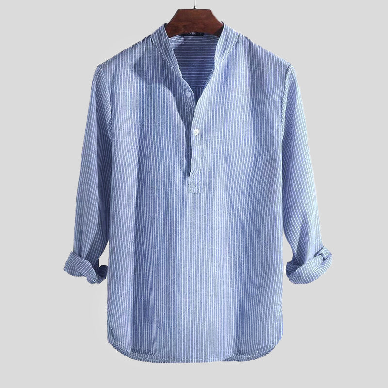 Optew Men’s Cotton-Linen Henley Shirt