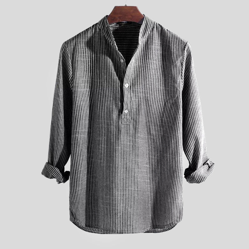 Optew Men’s Cotton-Linen Henley Shirt