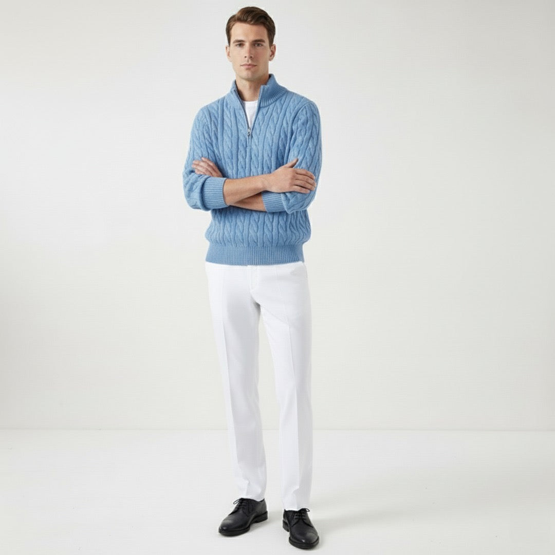 Optew Men’s Cable Zip Sweater Trousers Set